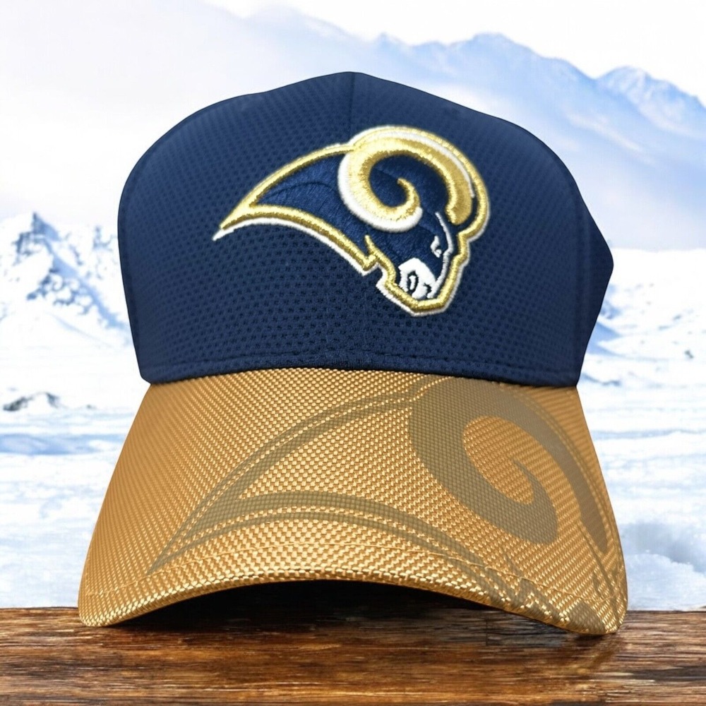 Los Angeles Rams New Era 39thirty Hat Dark Blue‎ Gold Cap Old Logo Large-Xtra L